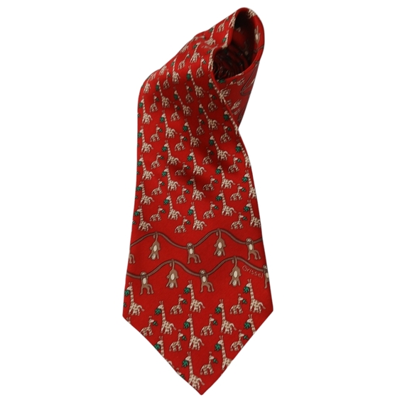 Giraffe Monkey Themed 100% Silk Tie Animal Children's Art MD Anderson Md Center - Picture 2 of 5